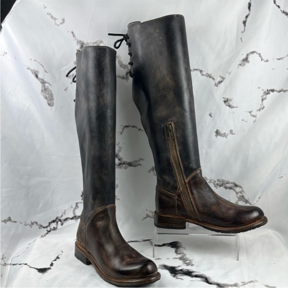 BED|STU Manchester Equestrian Two-Toned Dark Brown Leather Tall Boots Size 6